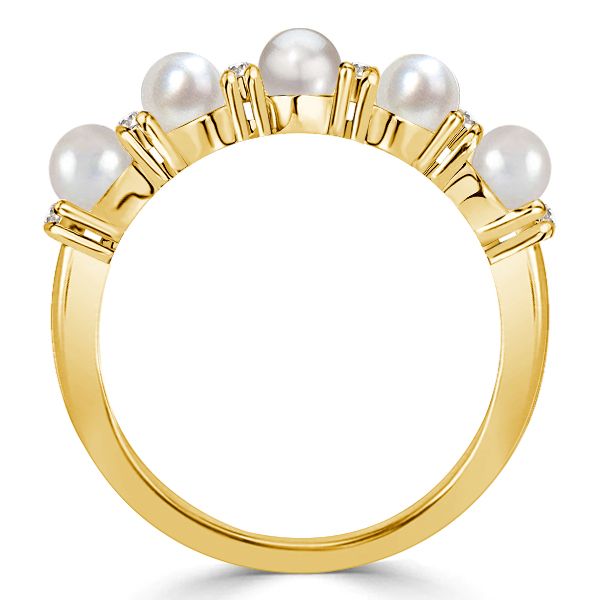 Ila | Pearl Band Ring Pearl Five Stone Half Eternity Wedding Band