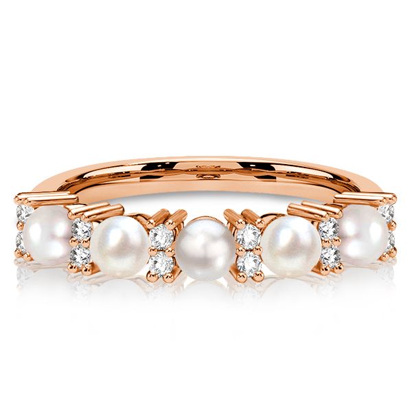 Ila | Pearl Band Ring Pearl Five Stone Half Eternity Wedding Band