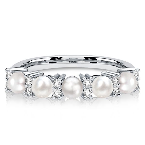 Ila | Pearl Band Ring Pearl Five Stone Half Eternity Wedding Band