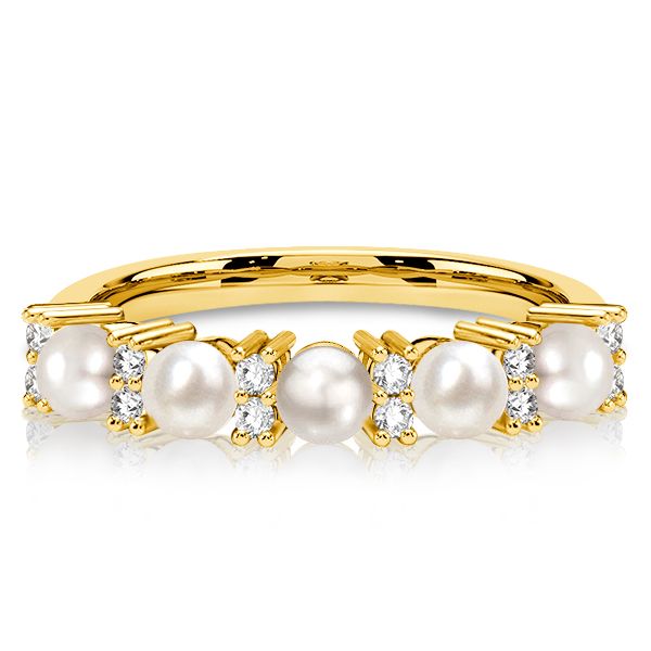 Ila | Pearl Band Ring Pearl Five Stone Half Eternity Wedding Band