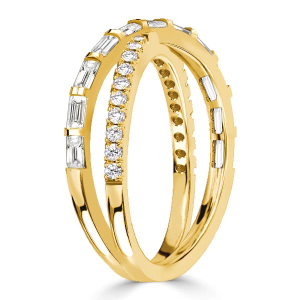 Dorothy | Round & Baguette Cross Wedding Band Crossover Ring