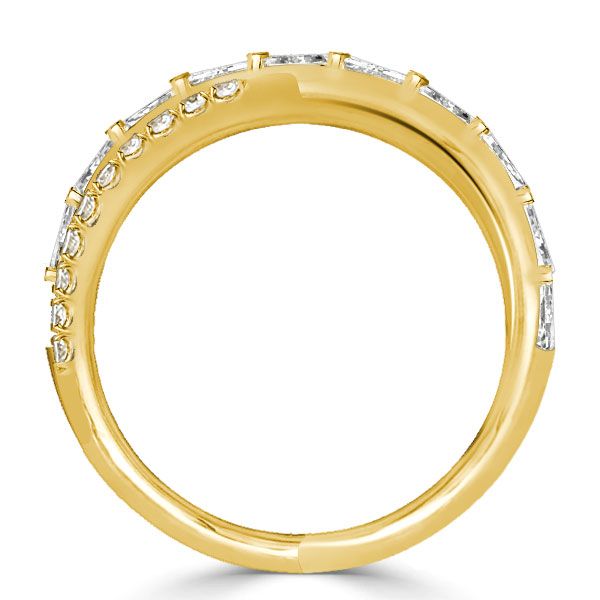 Dorothy | Round & Baguette Cross Wedding Band Crossover Ring