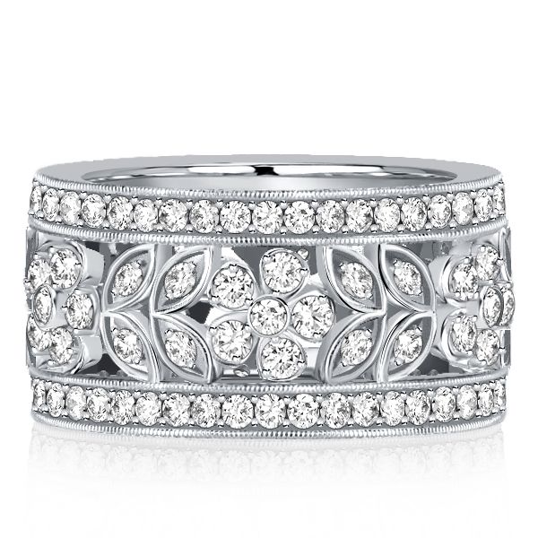 Faith | White Sapphire Floral Eternity Band In Sterling Silver
