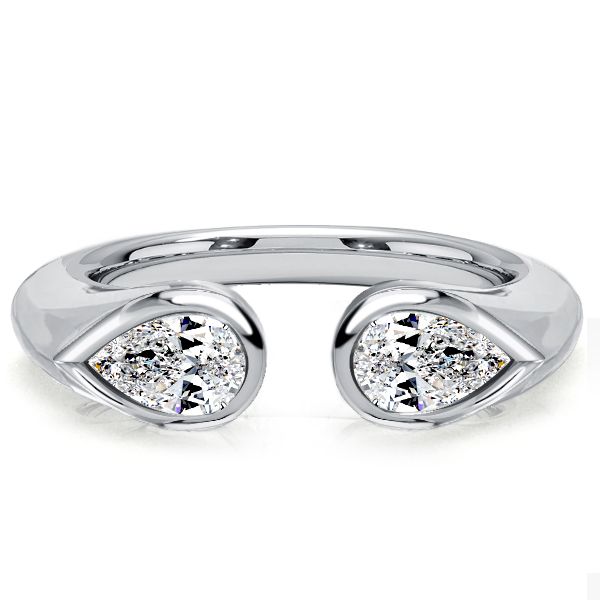 Brynn | Droplet Pear Cut Open Ring Open Wedding Band