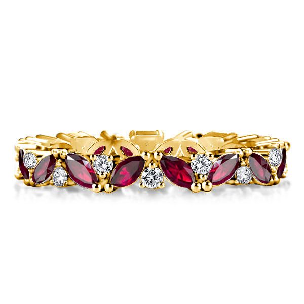 Marlowe | Ruby Ring Marquise & Round Cut Wedding Band