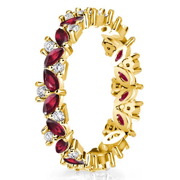 Marlowe | Ruby Ring Marquise & Round Cut Wedding Band