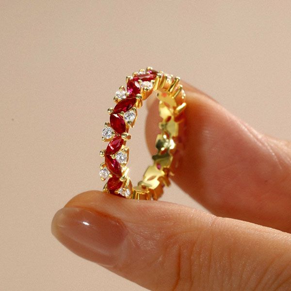 Marlowe | Ruby Ring Marquise & Round Cut Wedding Band