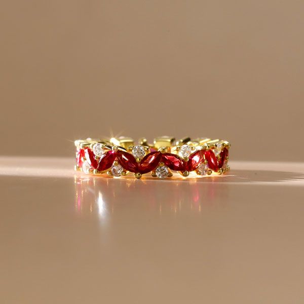 Marlowe | Ruby Ring Marquise & Round Cut Wedding Band