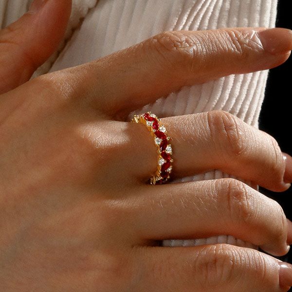Marlowe | Ruby Ring Marquise & Round Cut Wedding Band