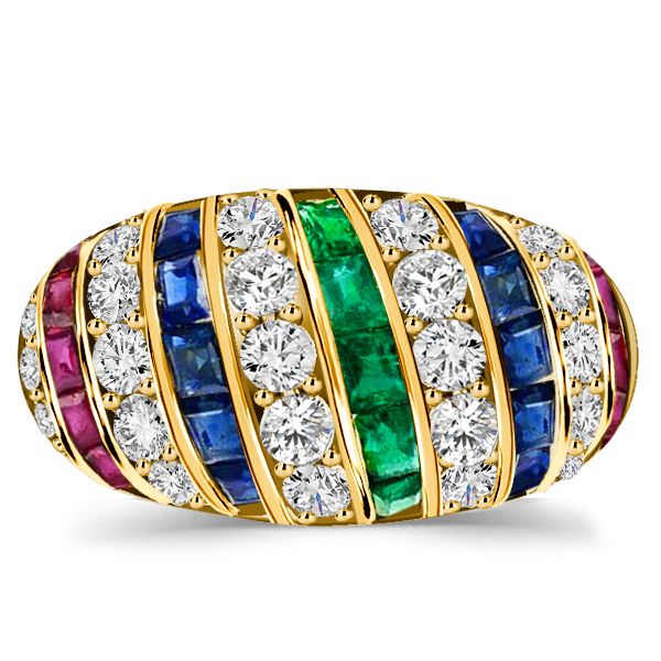 Aleena | Golden Dome Ring Antique Wedding Band Ruby Ring For Women