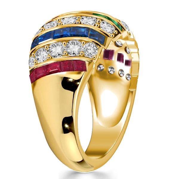 Aleena | Golden Dome Ring Antique Wedding Band Ruby Ring For Women