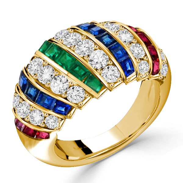 Aleena | Golden Dome Ring Antique Wedding Band Ruby Ring For Women