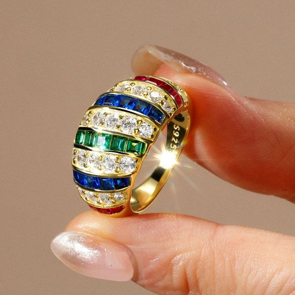 Aleena | Golden Dome Ring Antique Wedding Band Ruby Ring For Women
