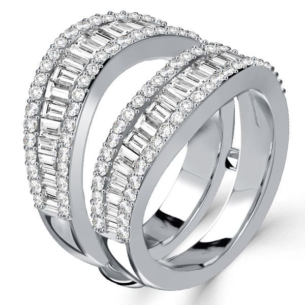 Gracie | Baguette Cut Ring Guard Enhancer Wedding Band Sterling Silver Rings