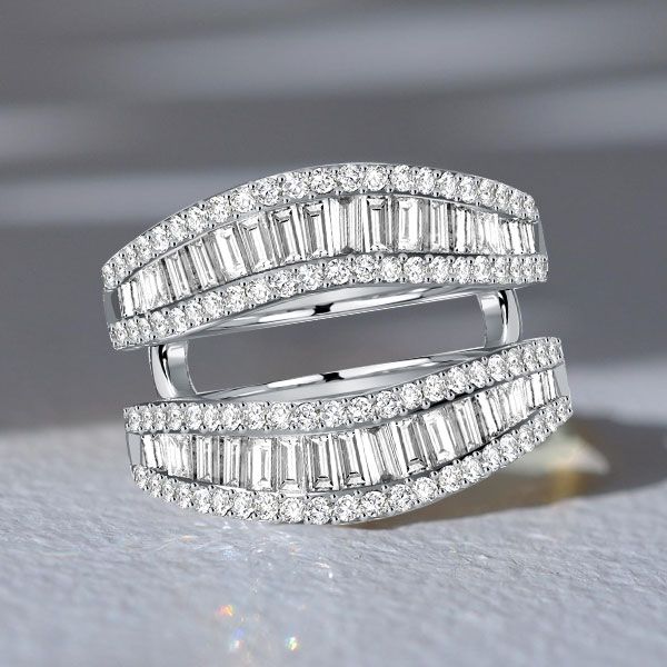 Gracie | Baguette Cut Ring Guard Enhancer Wedding Band Sterling Silver Rings