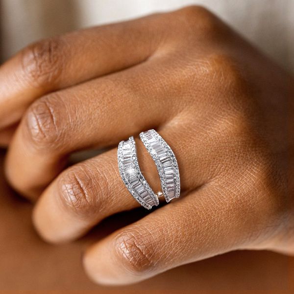 Gracie | Baguette Cut Ring Guard Enhancer Wedding Band Sterling Silver Rings