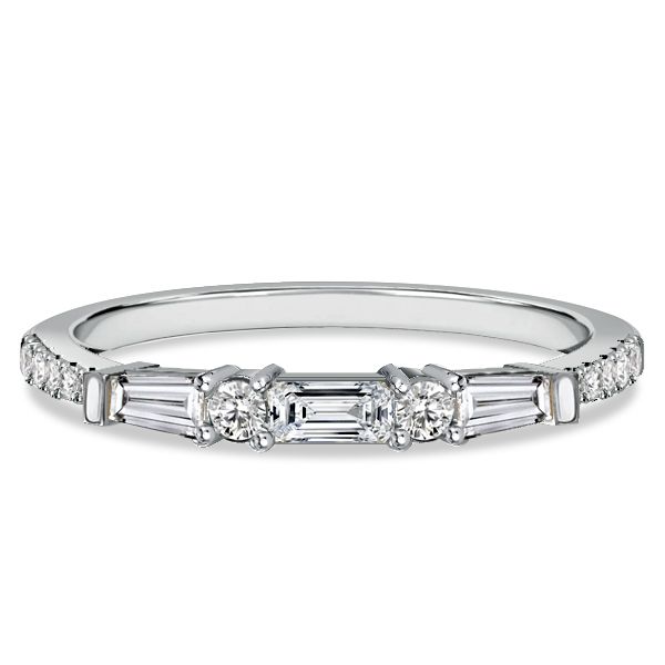 Clare | Baguette & Round Cut Half Eternity Wedding Band Classic