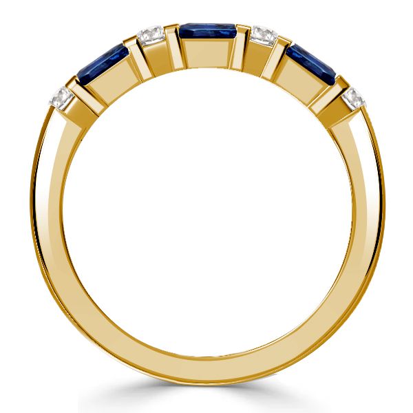 Emory | Golden Emerald Cut Blue Sapphire Wedding Band