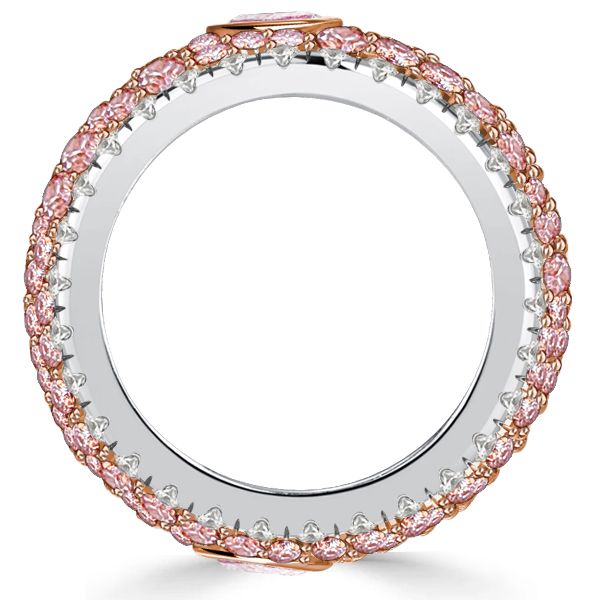 Loretta | Micro-pave Emerald & Pear Shaped Pink Stone Multi Row Band
