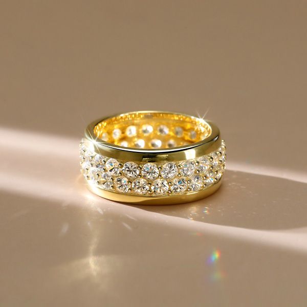 Joanna | Golden Micro Pave Eternity Wedding Band For Women
