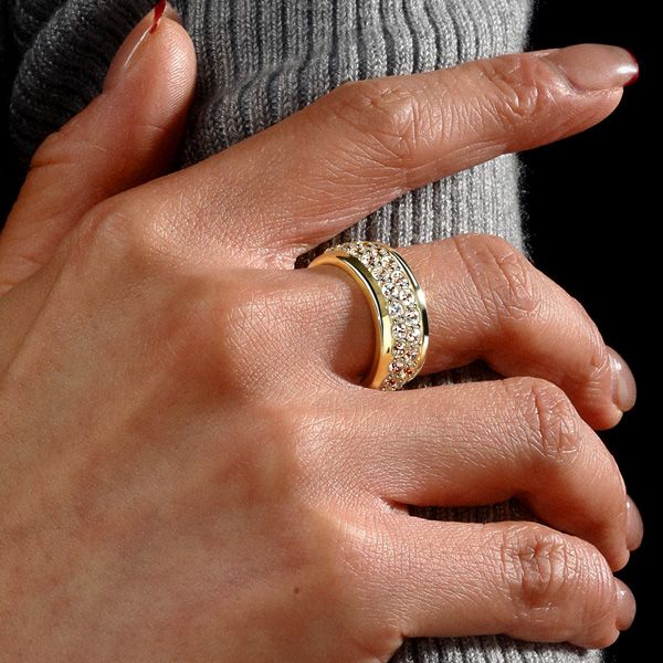 Joanna | Golden Micro Pave Eternity Wedding Band For Women