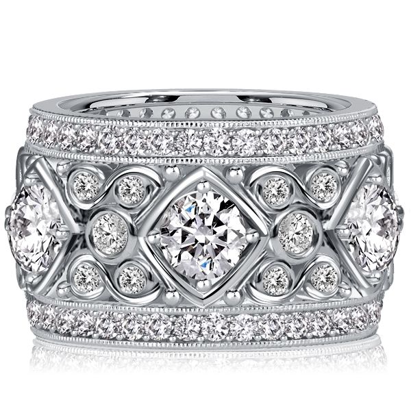 Josie | Unique Round Cut Filigree Vintage Eternity Band Anniversary Rings