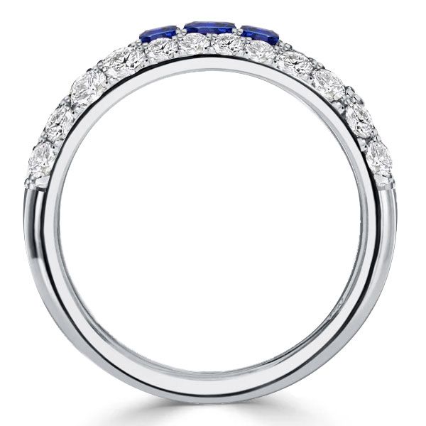 Zendaya | Multi Row Blue Sapphire Half Eternity Band Aquamarine Ring
