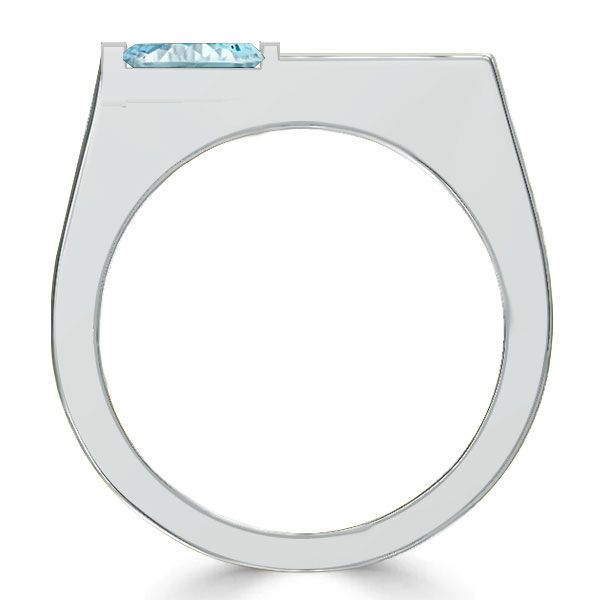 Amaia | Bar Setting Emerald Cut Aquamarine Wedding Band Vintage