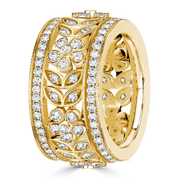 Elsa | Golden Floral Filigree Eternity Band Vintage Wedding Band For Women