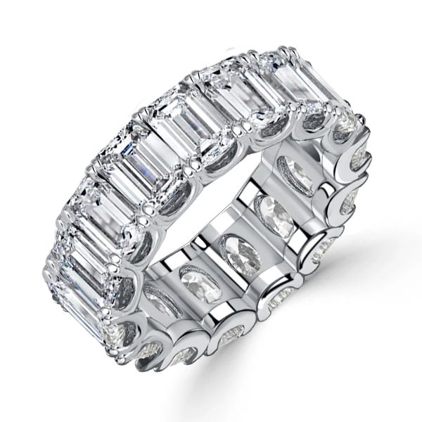 Nancy | U-prong Emerald Cut Eternity Wedding Band For Women