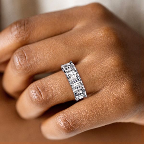 Nancy | U-prong Emerald Cut Eternity Wedding Band For Women