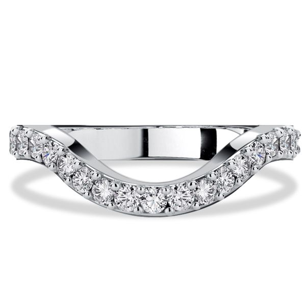 Naomi | Round Cut Arch Curved Ring Chevron Wedding Band