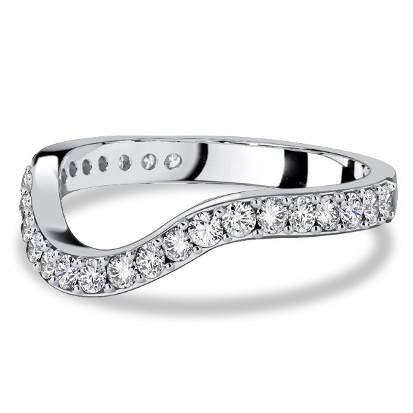 Naomi | Round Cut Arch Curved Ring Chevron Wedding Band