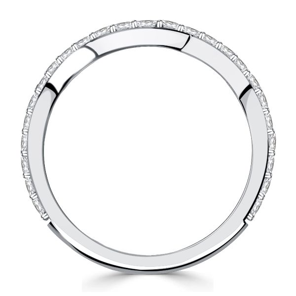 Naomi | Round Cut Arch Curved Ring Chevron Wedding Band