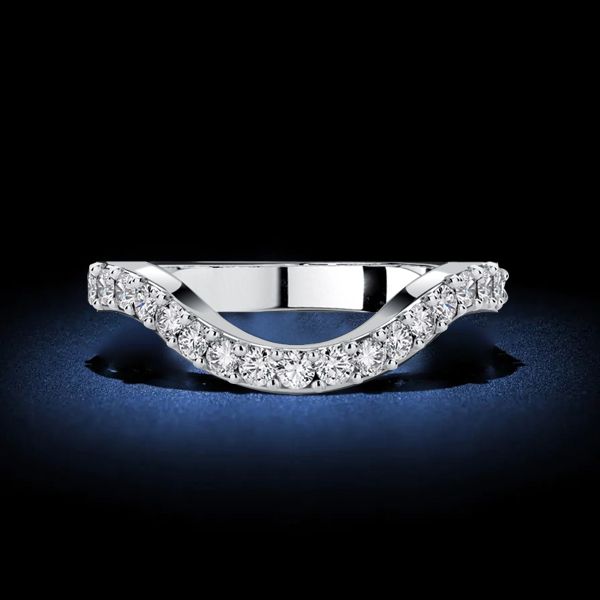 Naomi | Round Cut Arch Curved Ring Chevron Wedding Band