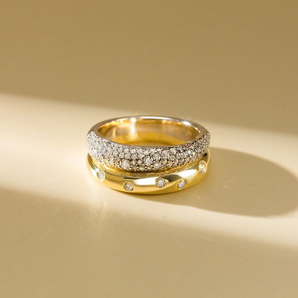 Quinn | Unique Double Band Ring White Sapphire Bands Anniversary
