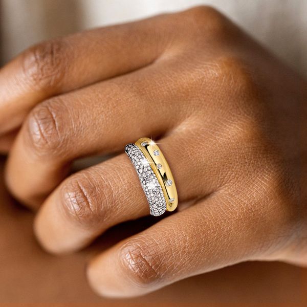 Quinn | Unique Double Band Ring White Sapphire Bands Anniversary