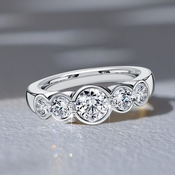 Stevie | Bezel Set Five Stone Engagement Ring Promise Ring