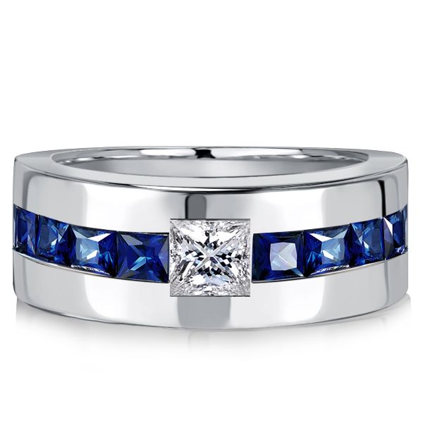 Arya | Princess Cut Blue Sapphire Band Ring Half Eternity Band