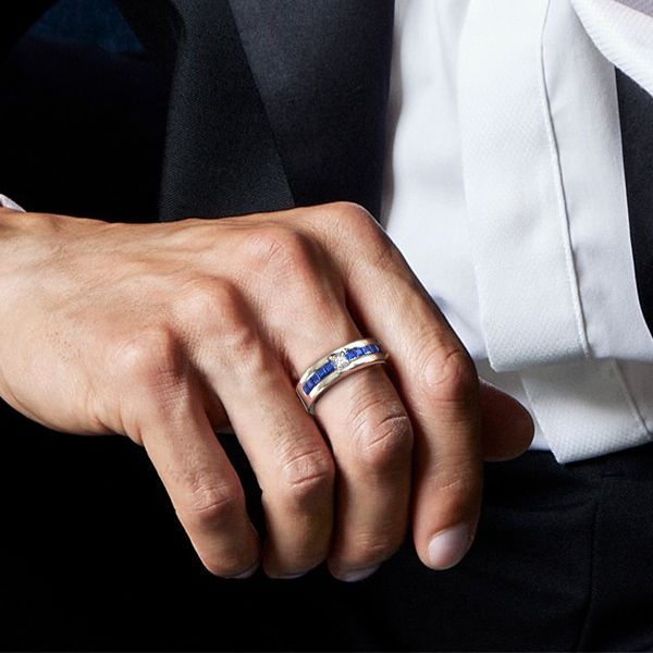Arya | Princess Cut Blue Sapphire Band Ring Half Eternity Band
