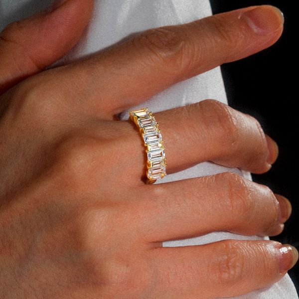 Stormi | Golden Baguette Cut Half Eternity Band Anniversary Rings