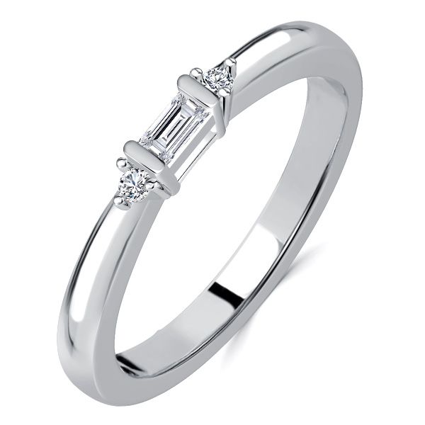 Ainhoa | 3 Stone Baguette Wedding Band For Women Stacking Ring