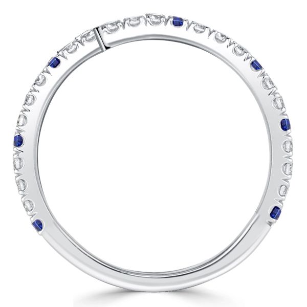 Ruth | Spiral Design White & Blue Sapphire Round Cut Wedding Band