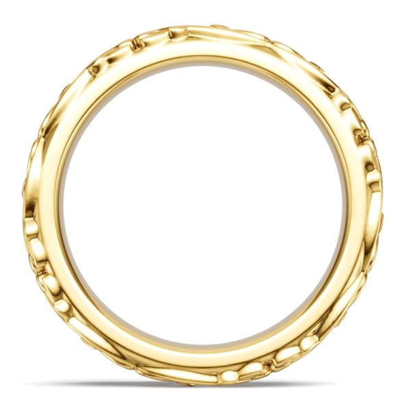Jazmine | Golden Floral White Sapphire Filigree Eternity Wedding Band For Women