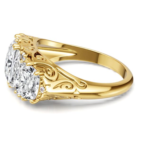 Elliot | 3 Stone Cushion Cut Filigree Engagement Ring