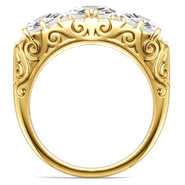 Elliot | 3 Stone Cushion Cut Filigree Engagement Ring