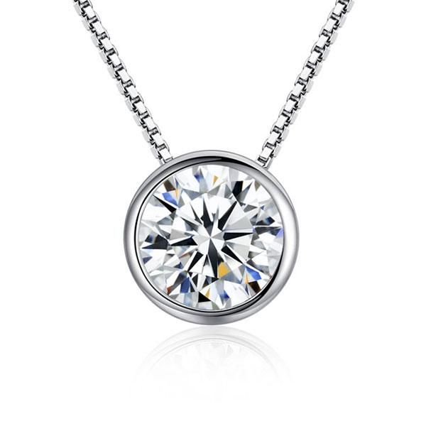 Elyse | Round Cut Bezel Setting Pendant Necklace For Women