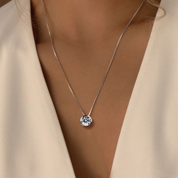 Elyse | Round Cut Bezel Setting Pendant Necklace For Women