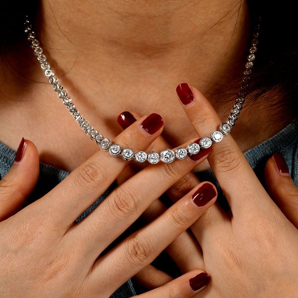 Kensley | Classic Bezel Round Cut Tennis Necklace