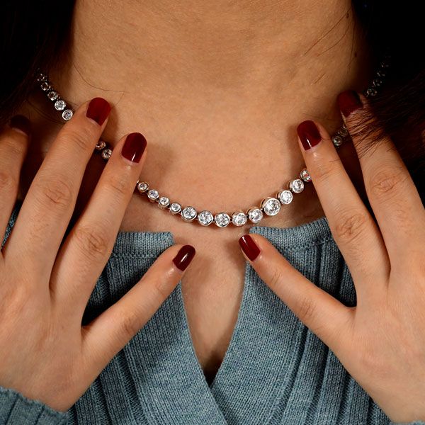 Kensley | Classic Bezel Round Cut Tennis Necklace